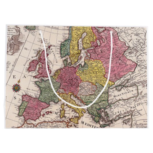 Antike Alte Karte Inspiriert (9) Große Geschenktüte (Rückseite)