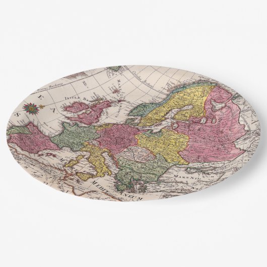 Antike Alte Karte Inspiriert (9) Pappteller (Schrägansicht)