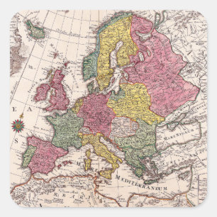 Antike Alte Karte Inspiriert (9) Quadratischer Aufkleber