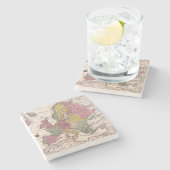 Antike Alte Karte Inspiriert (9) Steinuntersetzer (Seitenansicht)