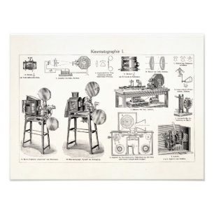 Antike alte Vintage-Filmkamera Kinematographie Fotodruck