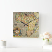 Antike Alte Welt Gerardus Mercator Karte Afrikas Quadratische Wanduhr (Zuhause)