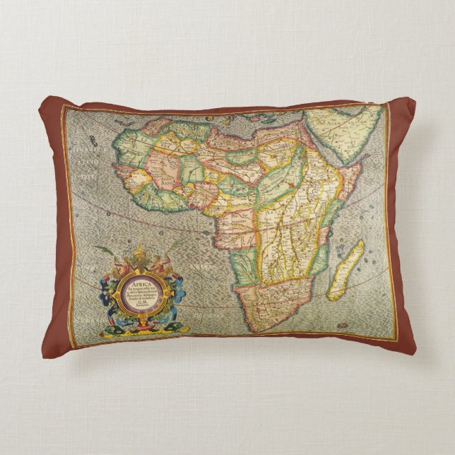 Antike Alte Welt Gerardus Mercator Karte Afrikas Zierkissen (Vorderseite)