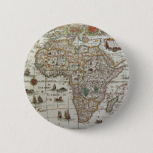 Antike alte Weltkarte Afrikas, c. 1635 Button