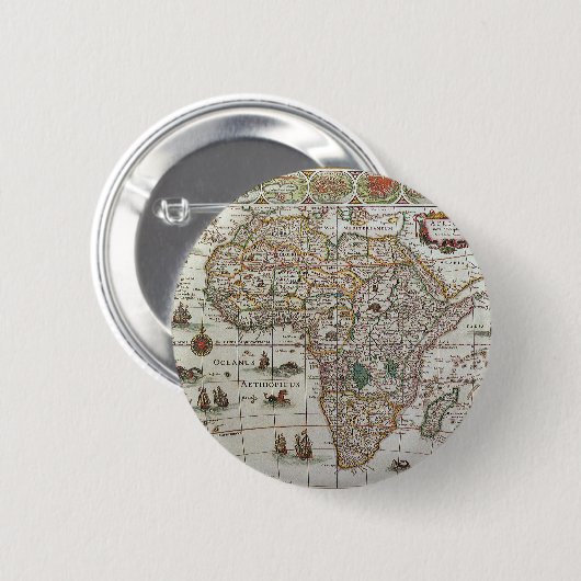 Antike alte Weltkarte Afrikas, c. 1635 Button (Vorne & Hinten)