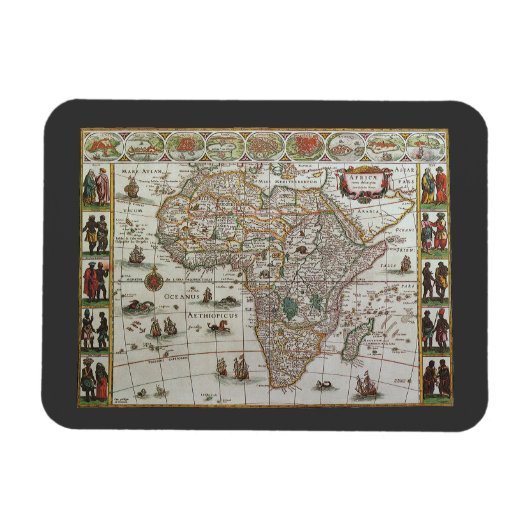 Antike alte Weltkarte Afrikas, c. 1635 Magnet (Horizontal)