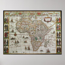 Antike alte Weltkarte Afrikas, c. 1635