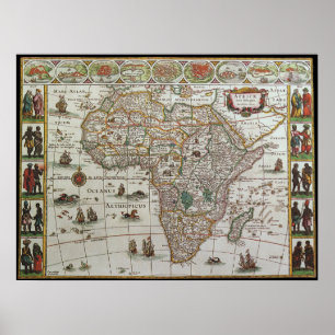 Antike alte Weltkarte Afrikas, c. 1635 Poster