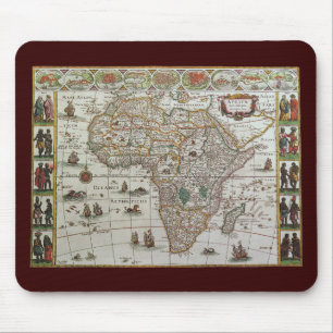 Antike alte Weltkarte Afrikas von Blaeu, um 1635 Mousepad