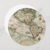 Antike alte Weltkarte Amerikas, Theodor de Bry Einladung (Vorne/Hinten)