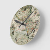 Antike alte Weltkarte Amerikas, Theodor de Bry Runde Wanduhr (Winkel)