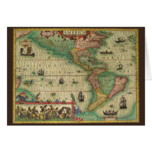 Antike alte Weltkarte der Amerikas, 1606