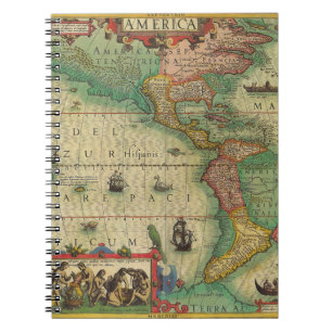 Antike alte Weltkarte der Amerikas, 1606 Notizblock