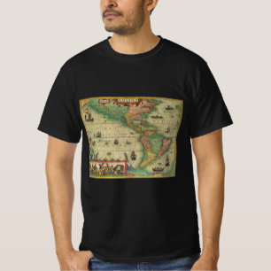 Antike alte Weltkarte der Amerikas von Hondius T-Shirt