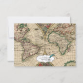 Antike alte Weltkarte für Hochzeitsreaktion RSVP Karte (Rückseite)