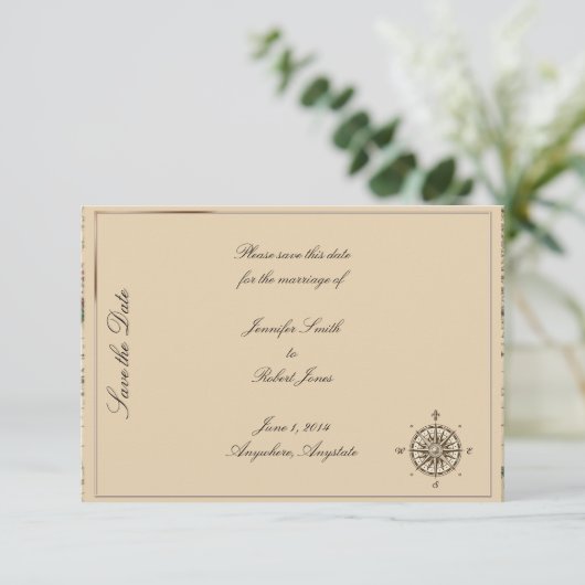 Antike alte Weltkarte Hochzeit retten Datum Save The Date (Stehend Vorderseite)