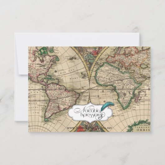 Antike alte Weltkarte Hochzeit retten Datum Save The Date (Rückseite)