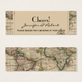 Antike alte Weltkarte Hochzeitsgetränke Tickets (Vorne & Hinten)