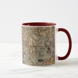 Antike Alte Weltkarte Kaffeetasse