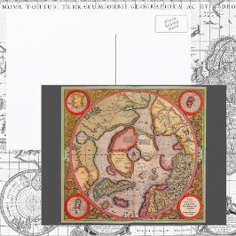 Antike Alte Weltkarte, Nordpol der Arktis, 1595 Postkarte