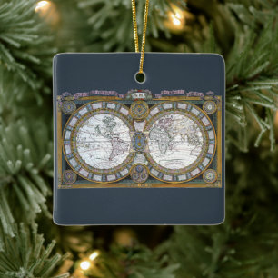 Antike alte Weltkarte von Claude Auguste Berey Keramikornament