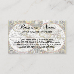 Antike alte Weltkarte von Hendrik Hondius, 1630 Visitenkarte