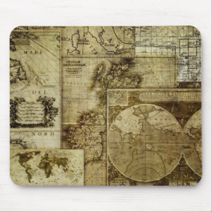 Antike alte Weltkarten Mousepad