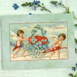 Antike Amor und Herzen Postkarte
