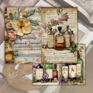 Antike Apothekerflaschen Junk Journal Papier