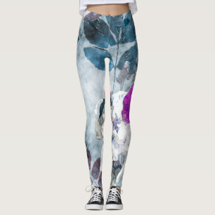 Antike Aquarell-Blumen-Lilac-Mohn Leggings