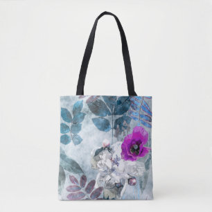 Antike Aquarell-Blumen-Lilac-Mohn Tasche