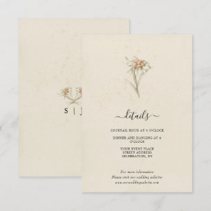 Antike Aquarell-Einlage mit Wildblumen Begleitkarte