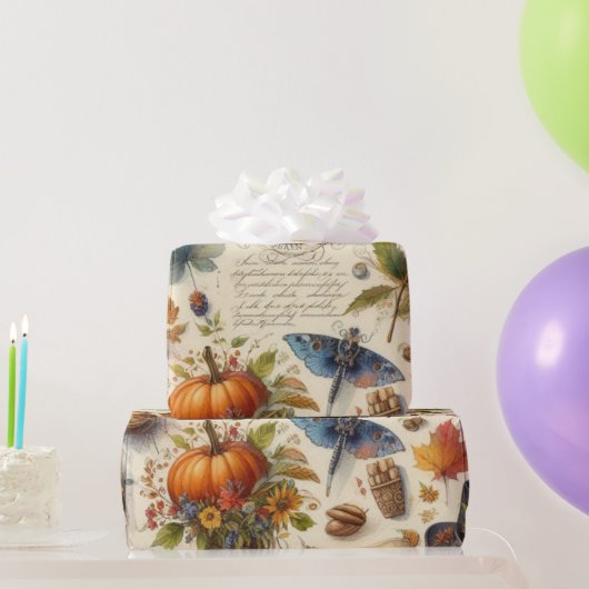 Antike Aquarell-Ephemera Herbst Geschenkpapier (Partygeschenke)