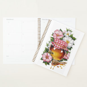 Antike Aquarell-Honigglas-Blumen Nostalgie  Planer