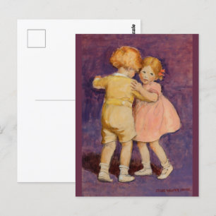 Antike Aquarell-Pflaume Lila Tanz Postkarte