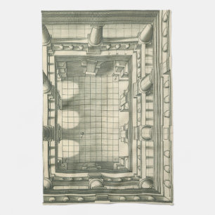 Antike Architektur, Atrium-Innenhof-Perspektive Geschirrtuch
