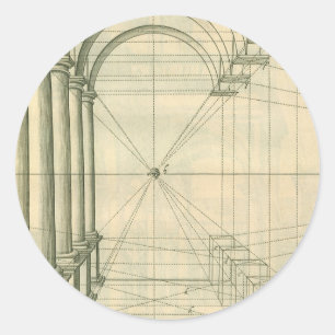 Antike Architektur, Bögen Säulen Perspektive Runder Aufkleber