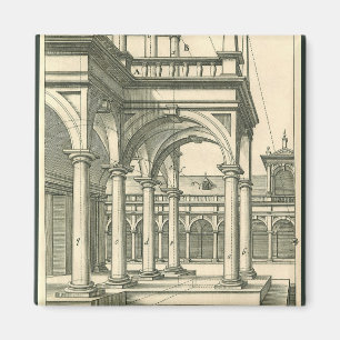 Antike Architektur, römischer Hof mit Säulen Magnet