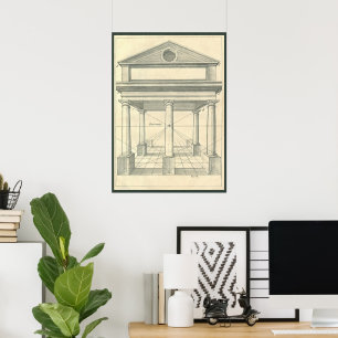 Antike Architektur, römischer Portikus mit Säulen Poster