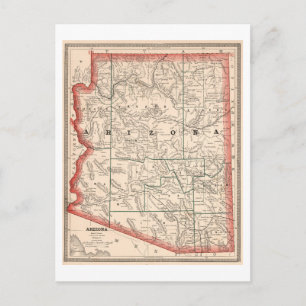 Antike Arizona-Karte von 1883 Postkarte