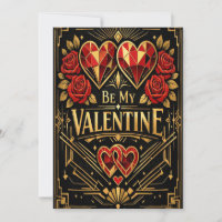 Antike Art Deco Blumenvintage Valentinstagskarte a