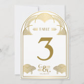 Antike Art Deco Goldene Bogen Hochzeit Tischnummer (Vorderseite)