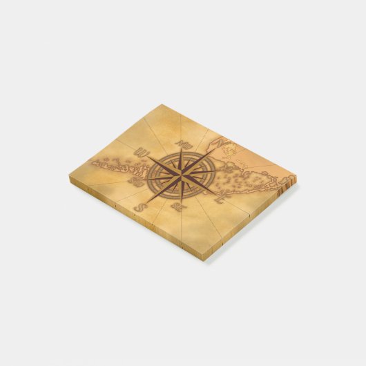 Antike Art-Kompass-Rose Post-it Klebezettel (angewinkelt)
