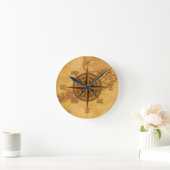 Antike Art-Kompass-Rose Runde Wanduhr (Zuhause)