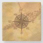 Antike Art-Kompass-Rose Steinuntersetzer (Vorderseite)