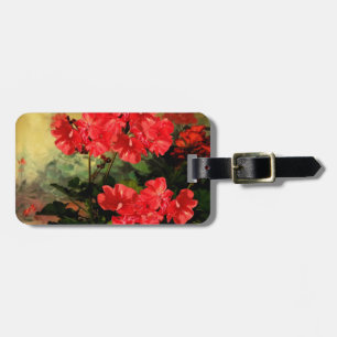 Antike Art-rote Pelargonie-Blumen-Geschenke Gepäckanhänger