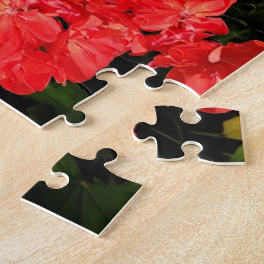 Antike Art-rote Pelargonie-Blumen-Geschenke Puzzle (Seite)