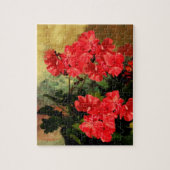 Antike Art-rote Pelargonie-Blumen-Geschenke Puzzle (Vertikal)