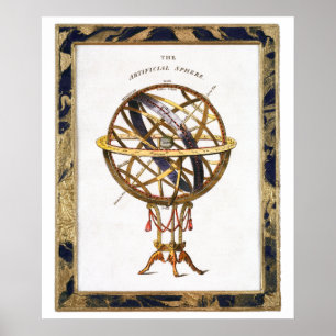 Antike Astronomie, künstliche oder Armillarsphäre Poster