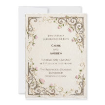Antike, aufwendige botanische Hochzeitseinladung